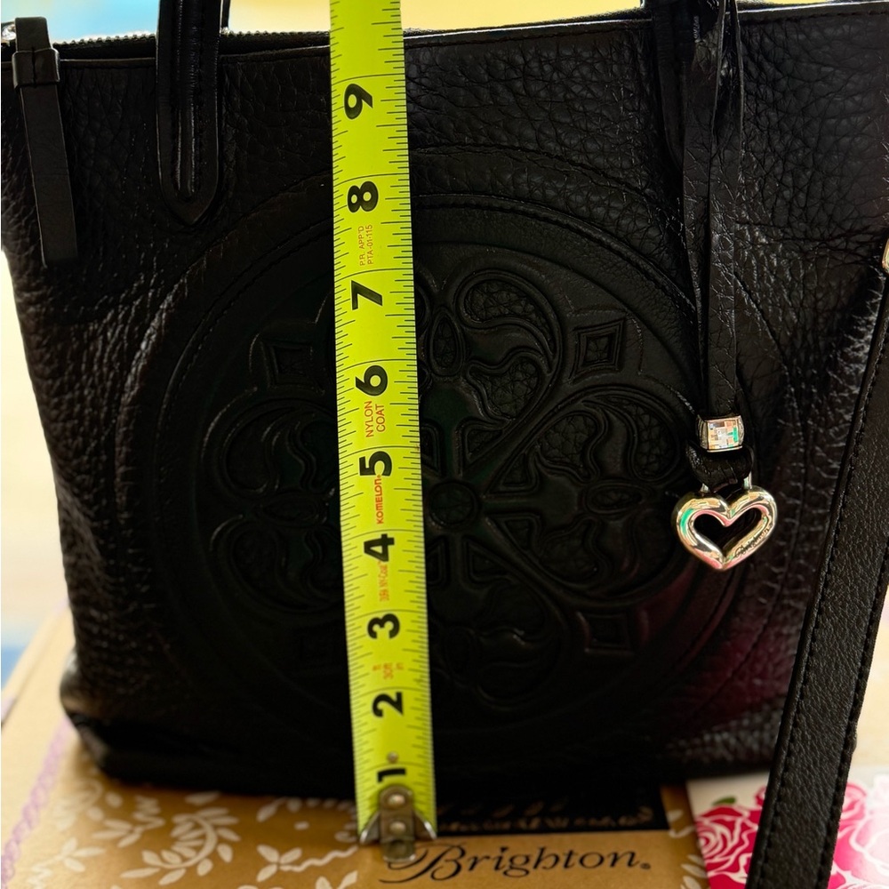 Brighton Lara Soft Tote Ferrara Collection Black Embossed Leather Tote/Crossbody - Picture 8 of 13